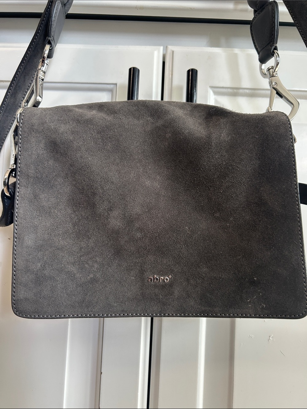 Abro Suede Messenger Bag in Dark Gray made in Germany